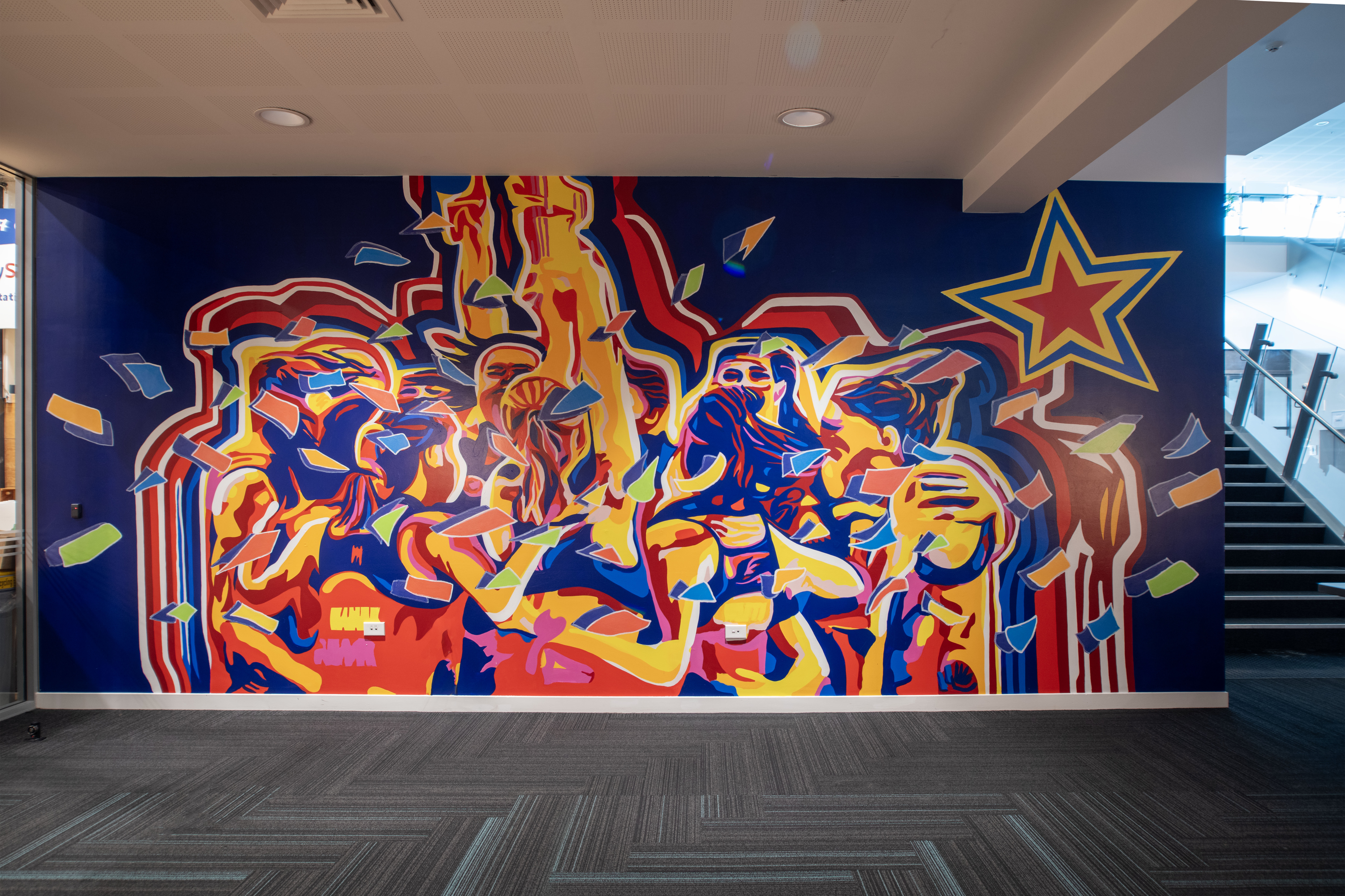 Mural celebrating local netball team, Magics in Mercury Baypark Arena